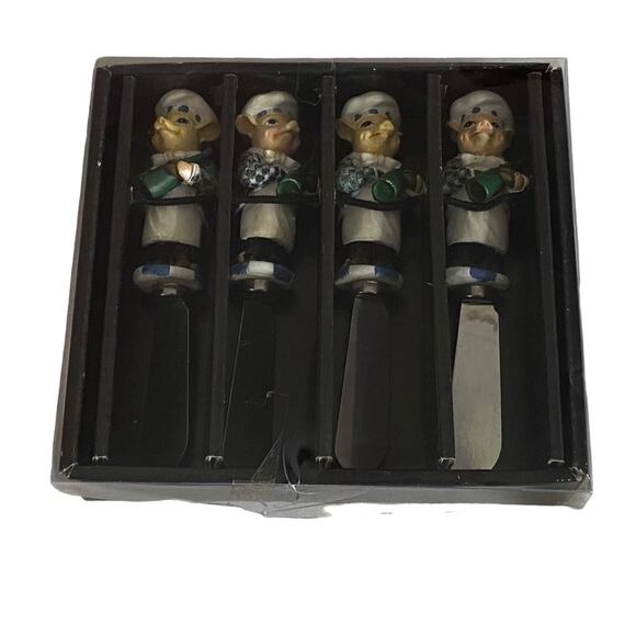 Department 56 Pig Chef Cheese Spreader Green Butter Knives Set of 4 Table Decor - Picture 10 of 16